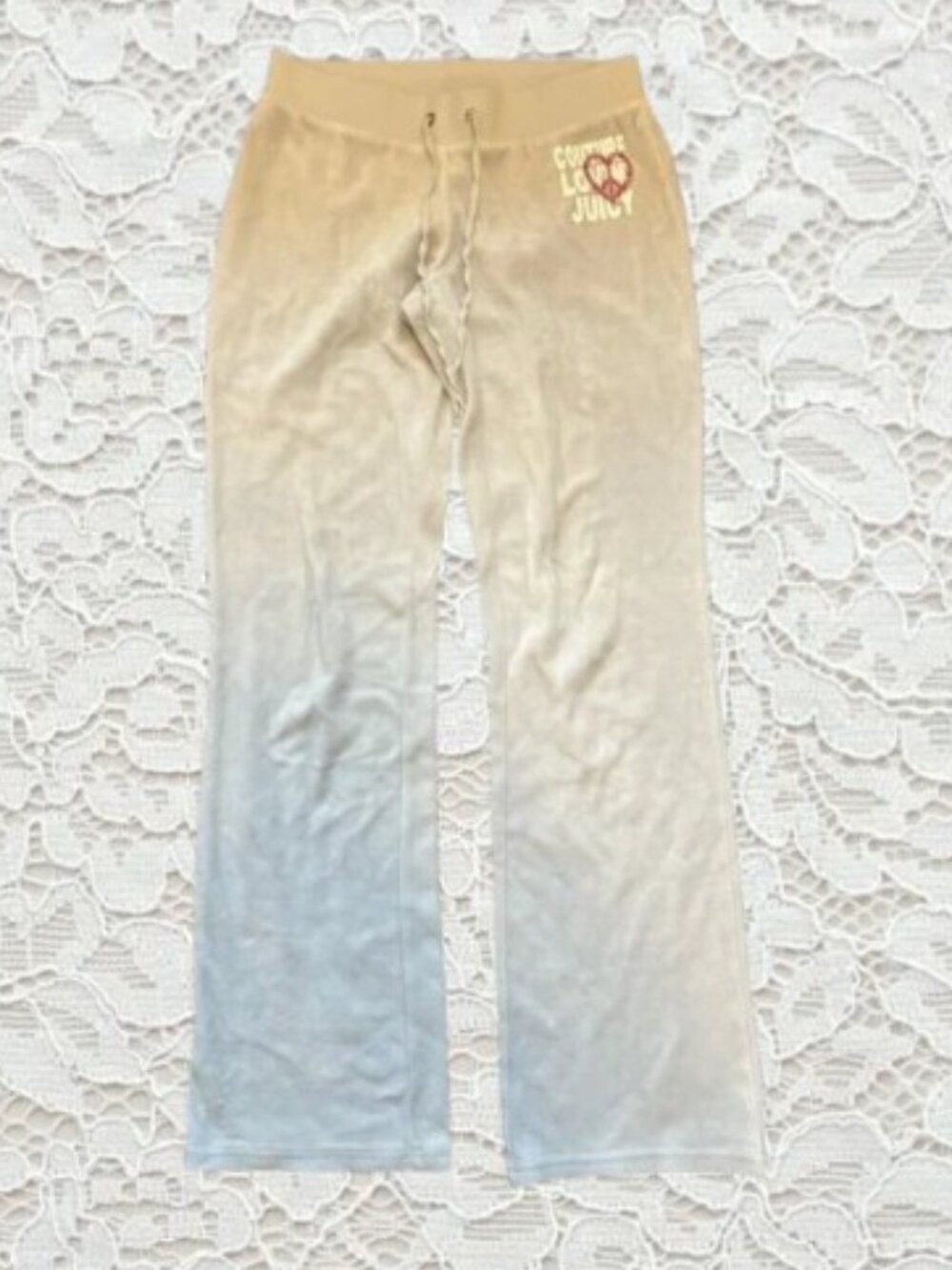 Juicy Couture Light Grey Velour Bootcut Joggers with Heart Logo